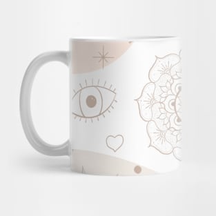 Boho Neutral Space Doodles Aesthetic Design Mug